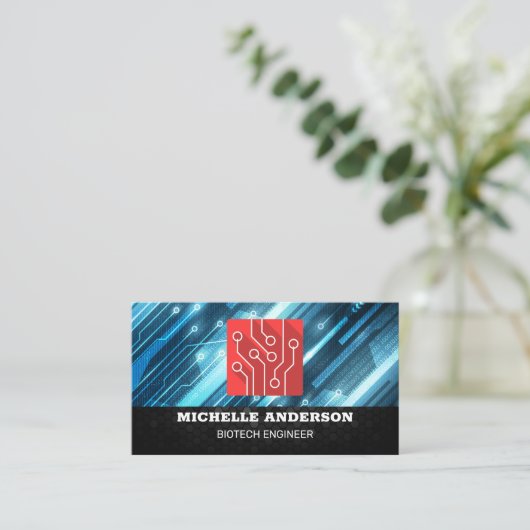 Techieロゴ |回路モジュール 名刺 (スタンド正面)