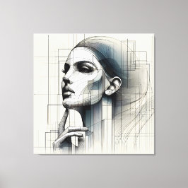 Technical Line Portrait/ Technisches Linienporträt キャンバスプリント