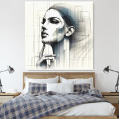 Technical Line Portrait/ Technisches Linienporträt キャンバスプリント (インサイチュ (寝室))