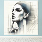 Technical Line Portrait/ Technisches Linienporträt キャンバスプリント (インサイチュ (ウッドフロア))