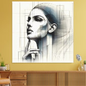 Technical Line Portrait/ Technisches Linienporträt キャンバスプリント (インサイチュ (リビング))