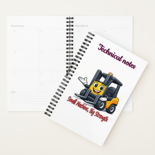 Technical Notes Forklift Cartoon Mascot Notebook プランナー手帳 (ディスプレー)