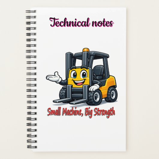 Technical Notes Forklift Cartoon Mascot Notebook プランナー手帳 (正面)