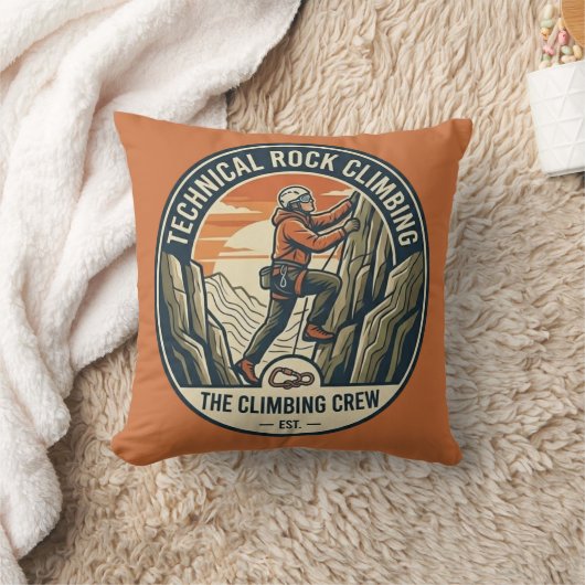Technical Rock Climbing Throw Pillow クッション (ブランケット)