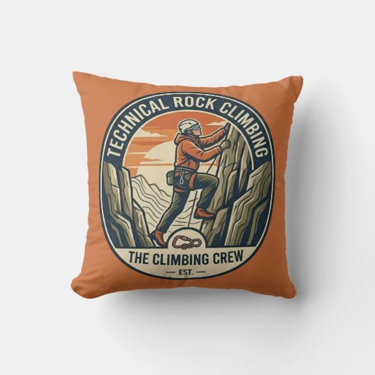 Technical Rock Climbing Throw Pillow クッション (正面)