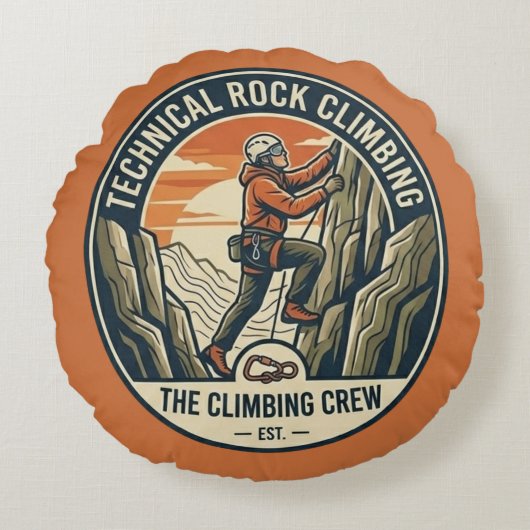Technical Rock Climbing Throw Pillow ラウンドクッション (正面)