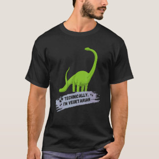 Technically I'm Vegetarian cute vegan dinosaur her Tシャツ