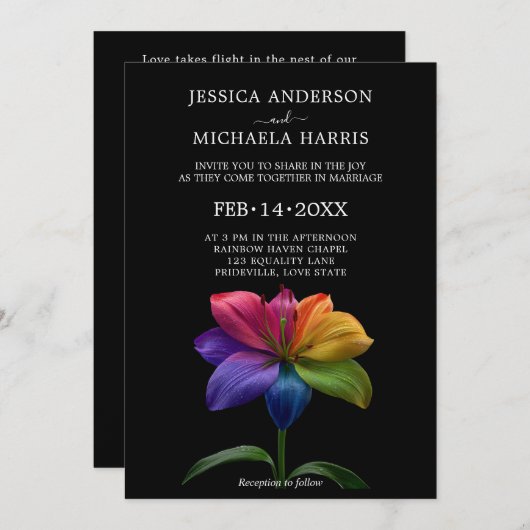 🌈 Technicolor Vows Wedding 招待状 (正面/裏面)