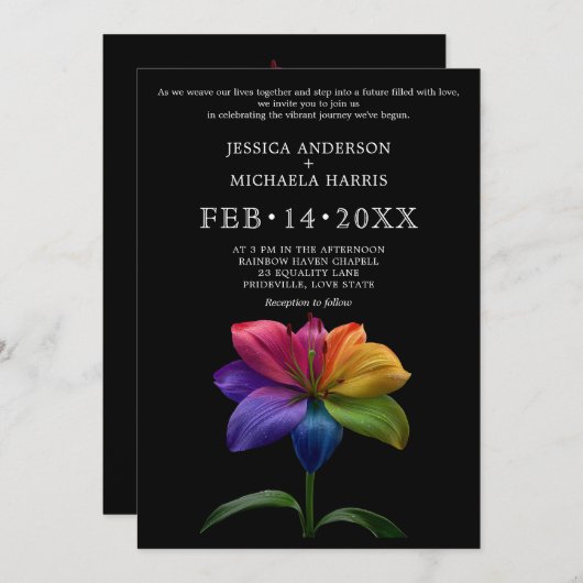 🌈 Technicolor Vows Wedding 招待状 (正面/裏面)