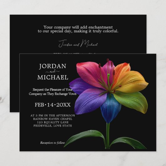 🌈 Technicolor Vows Wedding 招待状 (正面/裏面)