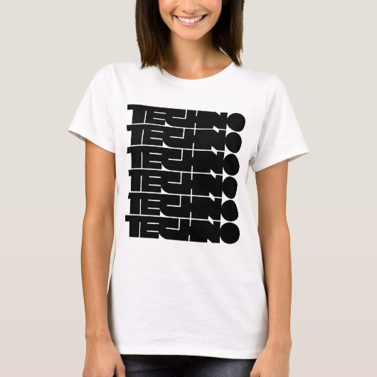 Techno bold typography logo design tシャツ (正面)