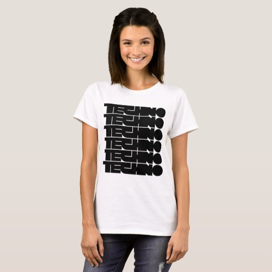 Techno bold typography logo design tシャツ (正面フル)