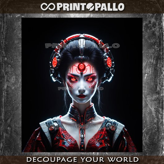 Techno Japanese cyborg Geisha  薄葉紙