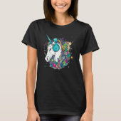 Techno Unicorn Dj Music EDM Festival Tシャツ (正面)