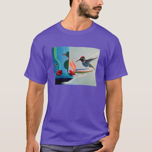 Technobird - ハチドリとテクノロジーの対比 tシャツ (正面)