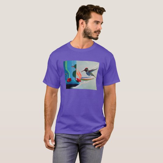 Technobird - ハチドリとテクノロジーの対比 tシャツ (正面フル)