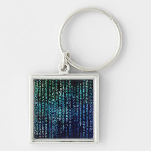 Technology Matrixバイナリコードブルーグリーン キーホルダー