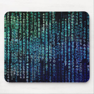 Technology Matrixバイナリコードブルーグリーン マウスパッド