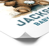 Ted Bear Baseball Player Boy Welcome Baby Shower ポスター (角)