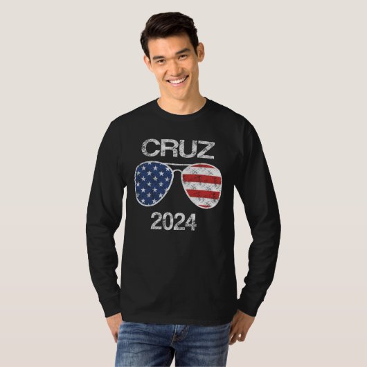 Ted Cruz 2024ヴィンテージアメリカ合衆国国旗のサングラス Tシャツ (正面フル)