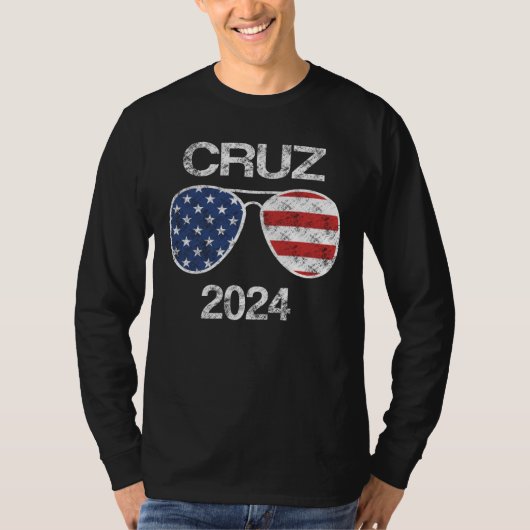 Ted Cruz 2024ヴィンテージアメリカ合衆国国旗のサングラス Tシャツ (正面)