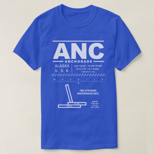 Ted Stevens Anchorage Intl空港ANC Tシャツ (デザイン正面)