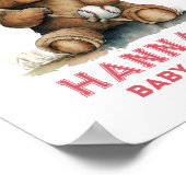 Tedd Bear Baseball Player Boy Welcome Baby Shower ポスター (角)