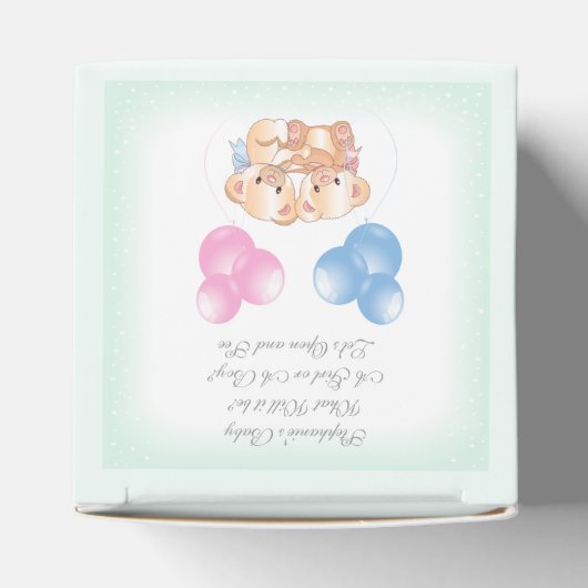 Teddyベアーズベビー性別リビールパーティーの好意ボックス フェイバーボックス (上部)