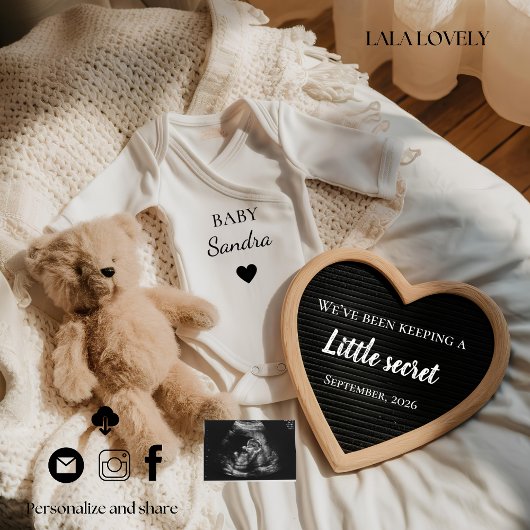  Teddy baby  reveal pregnancy announcement card  案内状