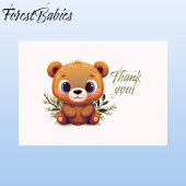 Teddy Bearかわいいピンクのフローラ葉ベビーシャワー🧸 サンキューカード