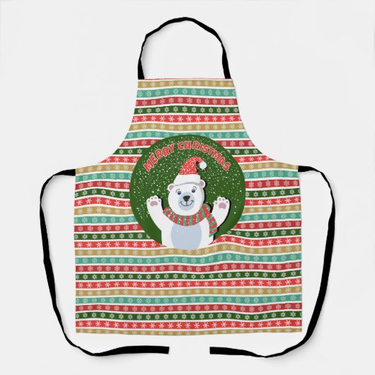 Teddy Bearとのクリスマスフェスティバルパターン エプロン (正面)