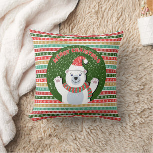 Teddy Bearとのクリスマスフェスティバルパターン クッション