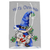 Teddy Bearとのクリスマス格言 ミディアムペーパーバッグ (正面)