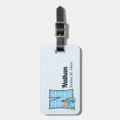 Teddy BearとBlue ChecksのレターN ラゲッジタグ (正面縦)