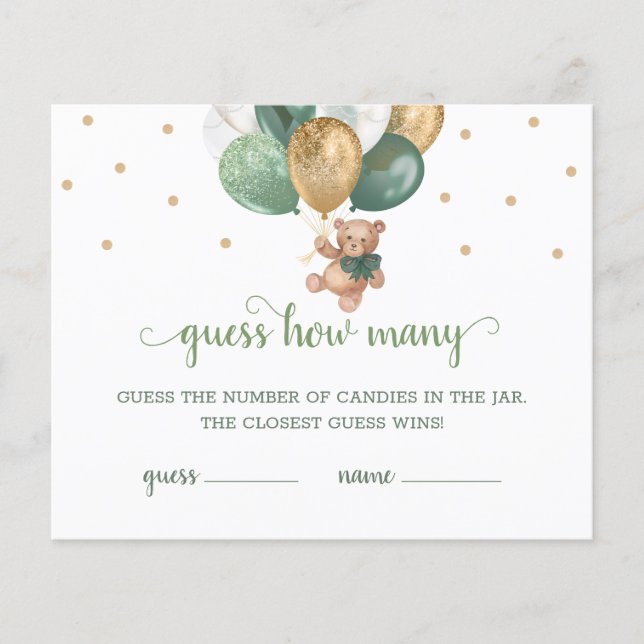 Teddy Bearはキャンディゲームの赤ちゃんシャワーの数を推測 (正面)