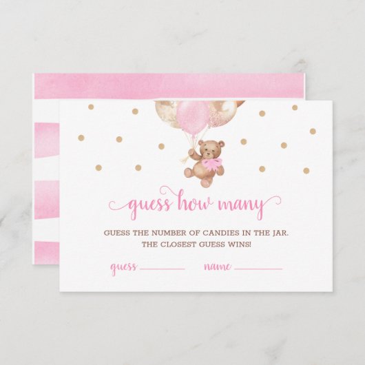Teddy Bearはキャンディゲームの赤ちゃんシャワーの数を推測 招待状 (正面/裏面)