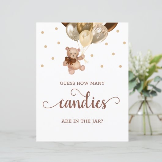 Teddy Bearはキャンディーの数が赤ちゃんシャワーにサインを推測 (スタンド正面)