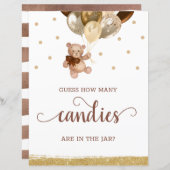 Teddy Bearはキャンディーの数が赤ちゃんシャワーにサインを推測 (正面/裏面)