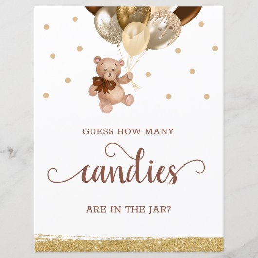 Teddy Bearはキャンディーの数が赤ちゃんシャワーにサインを推測 (正面)