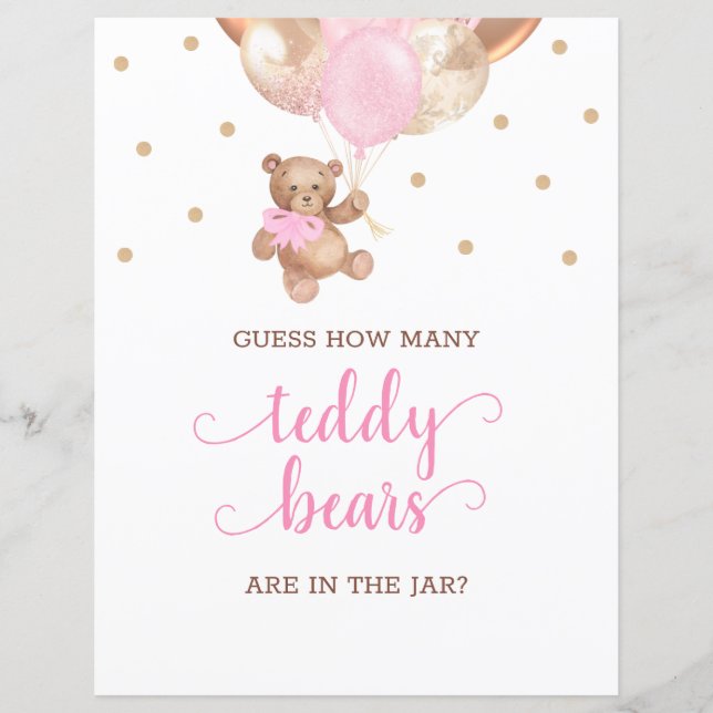 Teddy Bearはキャンディーの数が赤ちゃんシャワーにサインを推測 (正面)