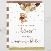 Teddy Bearは何人のキスが赤ちゃんシャワーに署名するか推測 (正面/裏面)