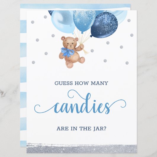 Teddy Bearは瓶の看板にキャンディーが何個入っているか推測する (正面/裏面)