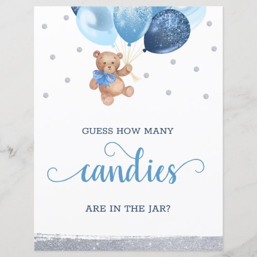 Teddy Bearは瓶の看板にキャンディーが何個入っているか推測する (正面)