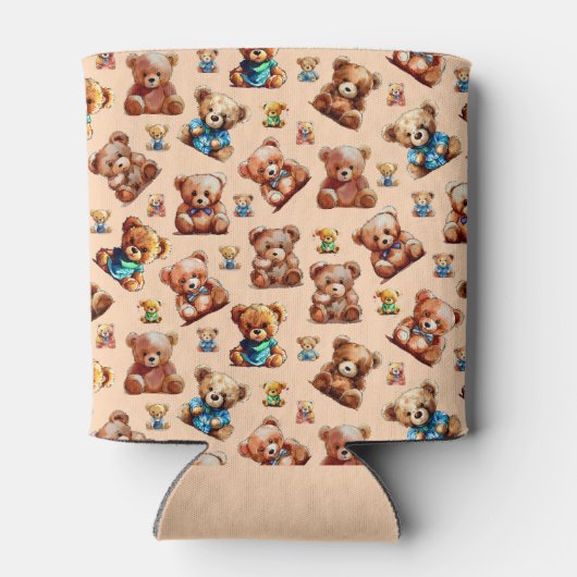 Teddy Bearシームレスパタ子供へーン 缶クーラー (裏面)