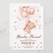 Teddy Bearジェンダーのリビールベビーニュートラルパーティー 招待状 (正面/裏面)