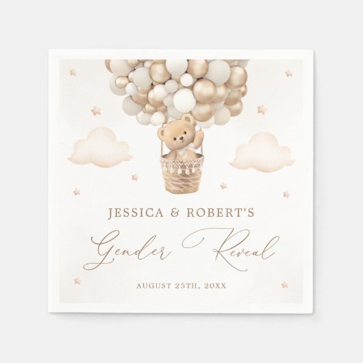 Teddy Bearジェンダーの発表 スタンダードカクテルナプキン (正面)