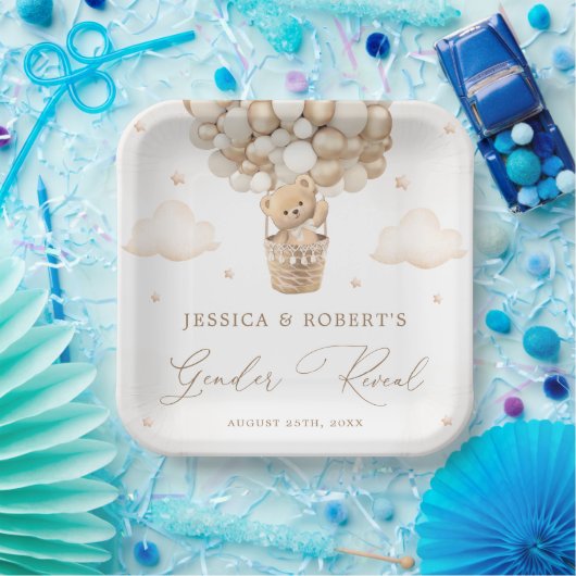 Teddy Bearジェンダーの発表 ペーパープレート (パーティー)