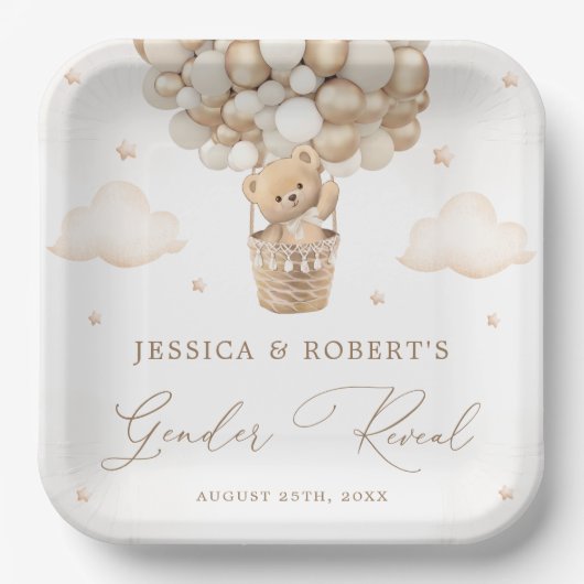 Teddy Bearジェンダーの発表 ペーパープレート (正面)