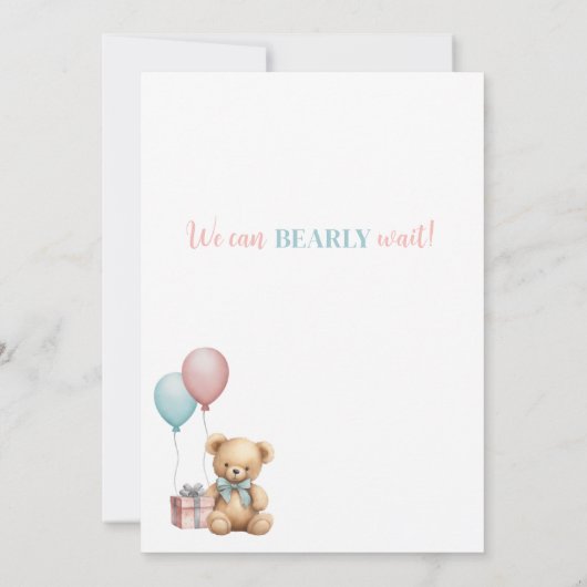 Teddy Bearジェンダーの発表 招待状 (裏面)