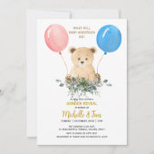 Teddy Bearジェンダーリビールパーティの招待状 招待状 (正面)